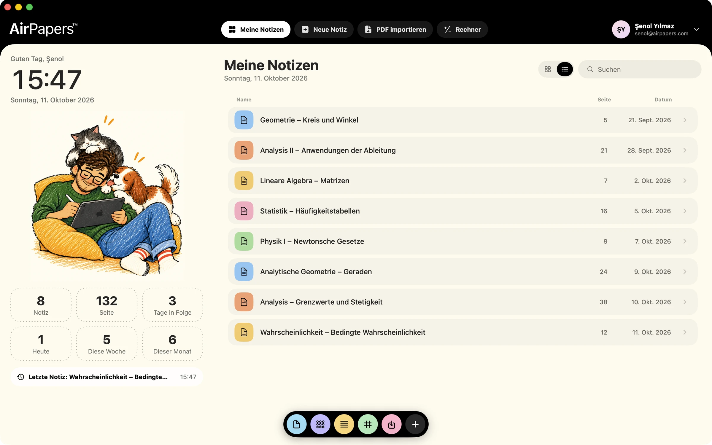 AirPapers-Notizbildschirm