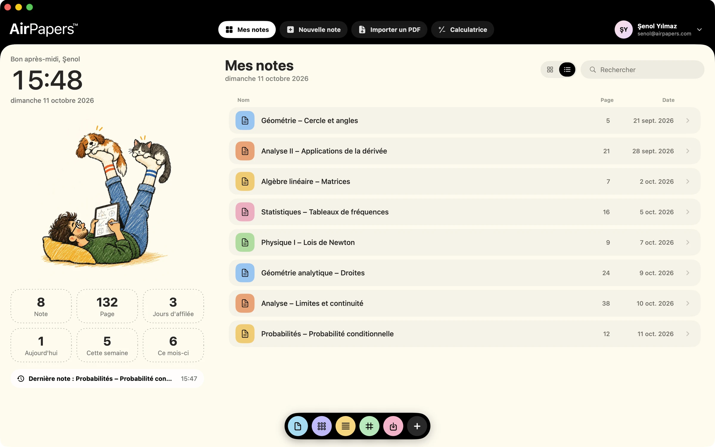 Écran de notes AirPapers